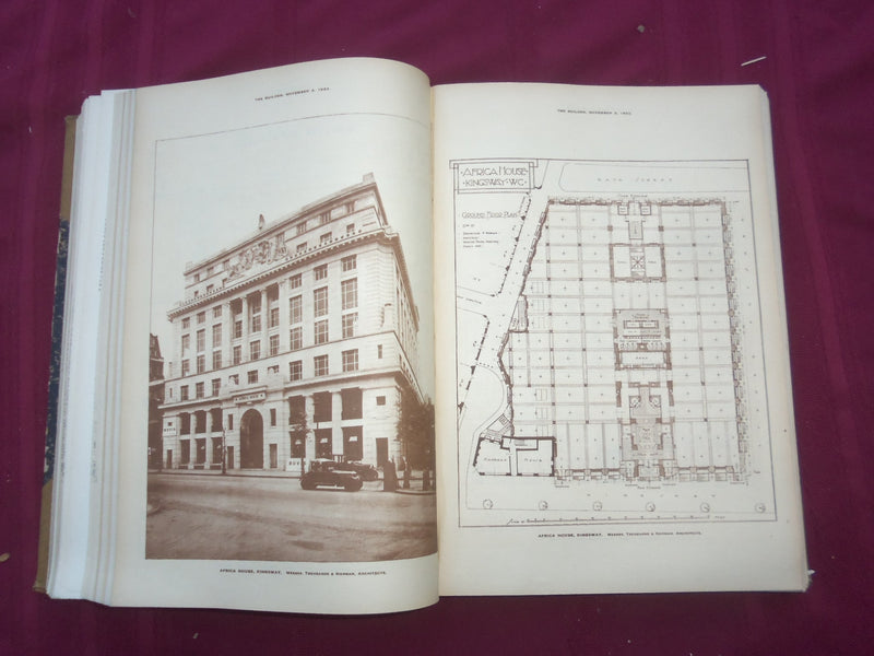 1922 JAN-DEC THE BUILDER U. K. MAGAZINE BOUND VOLUMES - 2 VOLS - FOLD OUTS- C 33