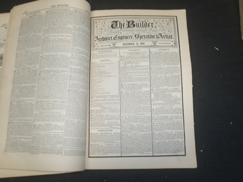 1861 DECEMBER THE BUILDER ARCHITECT MAGAZINE - 4 ISSUES -ILLUSTRATIONS - ST 416Q
