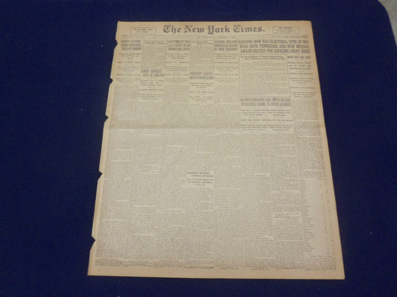 1920 NOVEMBER 5 NEW YORK TIMES - HARDING HAS ELECTORAL VOTE OF 404 - NT 8445