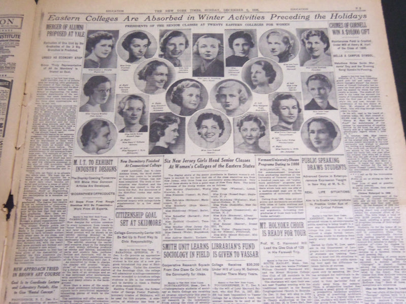 1936 DECEMBER 6 NEW YORK TIMES GENERAL NEWS - VAST QUEEN PARK RISING - NT 7004