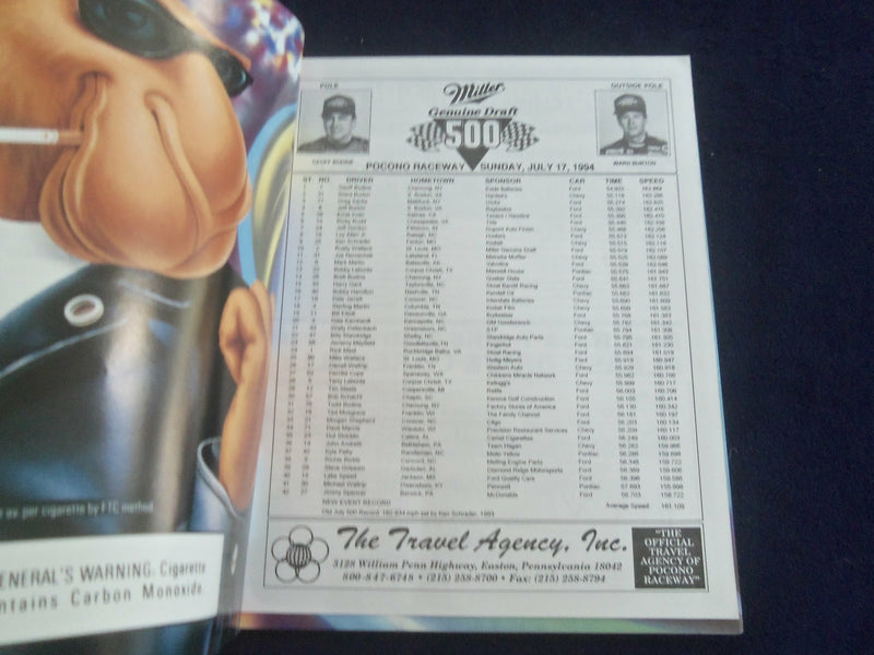 1994 JULY 17 MILLER GENUINE DRAFT 500 RACING PROGRAM W/PATCH - SP 3990M