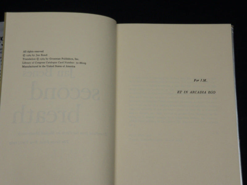 1969 SECOND BREATH HARDCOVER BOOK INSCRIBED BY JAN BENES - D 430