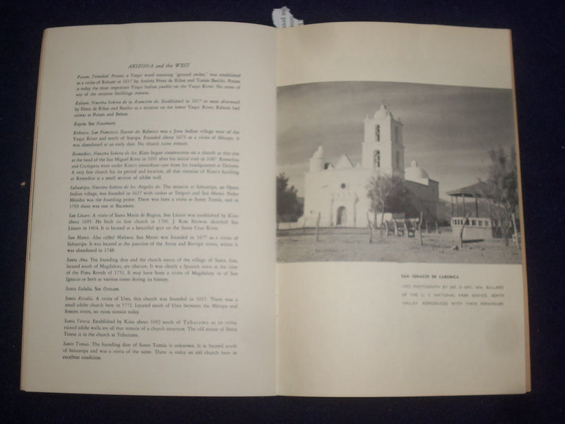 1960'S MISSIONS OF SONORA SOFTCOVER BOOK BY GEORGE G. ECKHART - J 9654