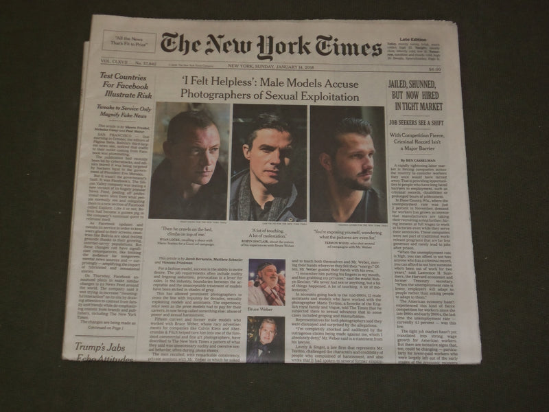2018 JANUARY 14 NEW YORK TIMES-MALE MODELS ACCUSE PHOTOGS OF SEXUAL EXPLOITATION
