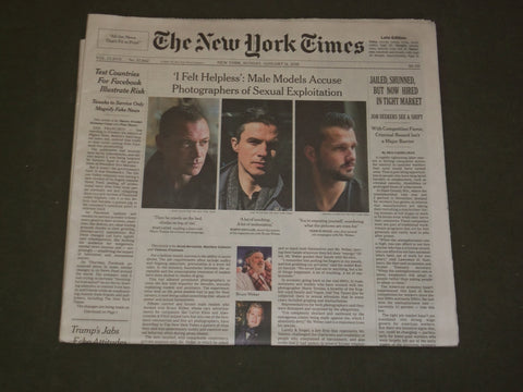 2018 JANUARY 14 NEW YORK TIMES-MALE MODELS ACCUSE PHOTOGS OF SEXUAL EXPLOITATION