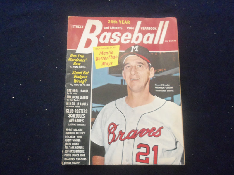 1964 STREET AND SMITH'S BASEBALL MAGAZINE - WARREN SPAHN COVER - SP 1523C