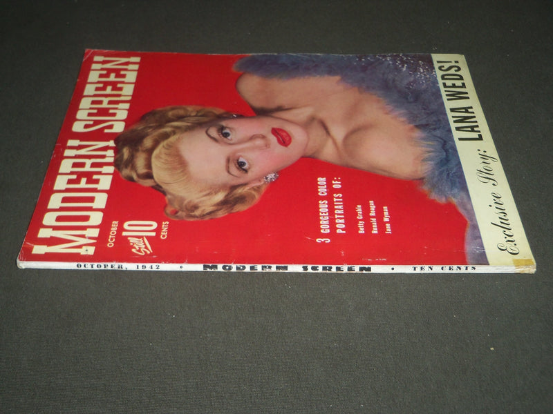 1942 OCTOBER MODERN SCREEN MOVIE MAGAZINE - LANA TURNER COVER - ADS - M 135