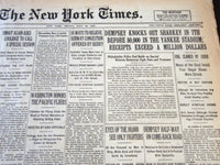 1927 JULY 22 NEW YORK TIMES - DEMPSEY KNOCKS OUT SHARKEY IN 7TH - NT 6479