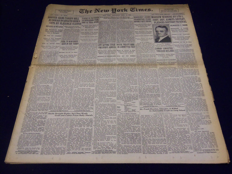 1930 JUNE 18 NEW YORK TIMES - MORROW WINNING BY 3 TO 1 OVER FORT - NT 1659