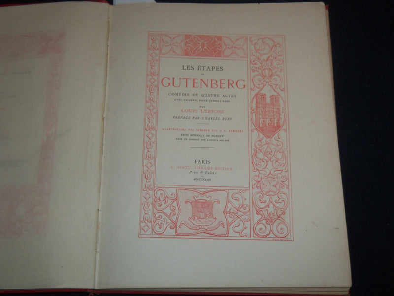 1839 LES ETAPES DE GUTENBERG FRENCH BOOK BY LOUIS LERICHE - KD 1111T