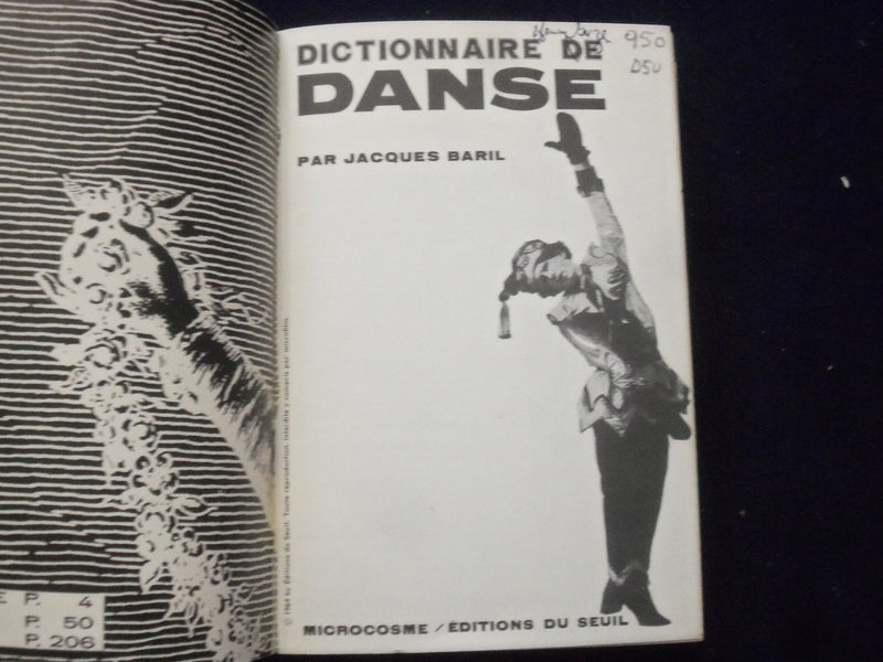 1964 DICTIONAIRE DE DANSE SOFTCOVER BOOK BY JACQUES BARIL - FRENCH TEXT - J 9362