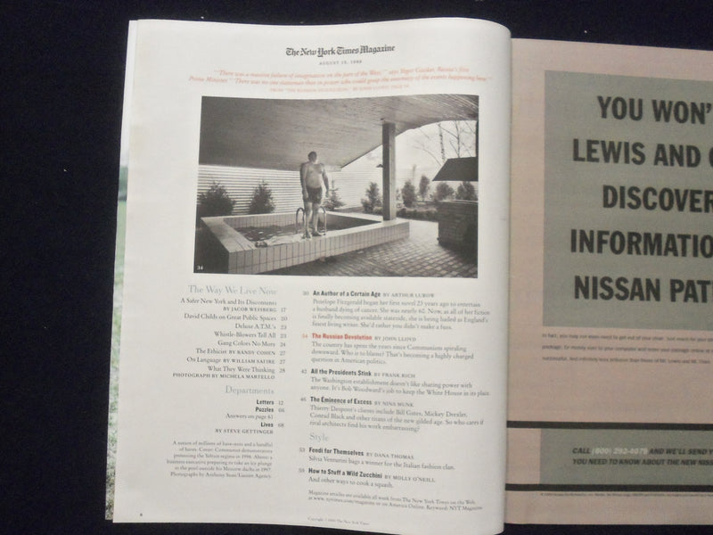 1999 AUGUST 15 THE NEW YORK TIMES MAGAZINE - WHO LOST RUSSIA? - ST 1952O