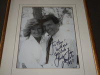 1987 LINDA & TOM DASCHLE SIGNED PHOTO & INVITATION FRAMED 12 X 21 3/4