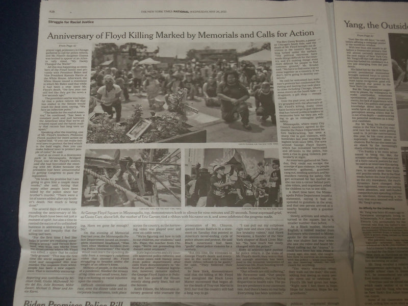 2021 MAY 26 NEW YORK TIMES - GEORGE FLOYD DEATH ONE YEAR LATER