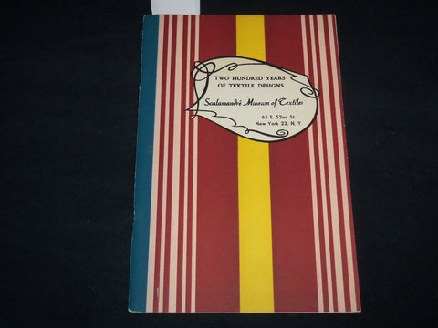 1950'S SCALAMAANDRE MUSEUM OF TEXTILE GUIDE - 200 YEARS OF DESIGNS - J 9072