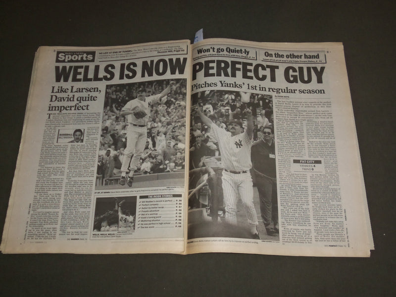 1998 MAY 18 NEW YORK DAILY NEWS - NY YANKEES DAVID WELLS PERFECT GAME - NP 3055