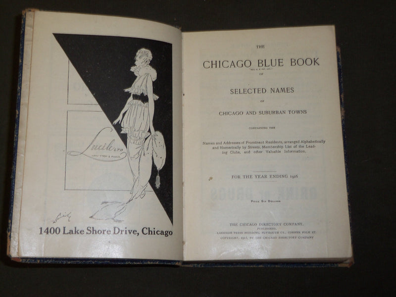 1916 THE CHICAGO BLUE BOOK - NAMES OF CHICAGO AND SUBURBAN TOWNS - KD 5138