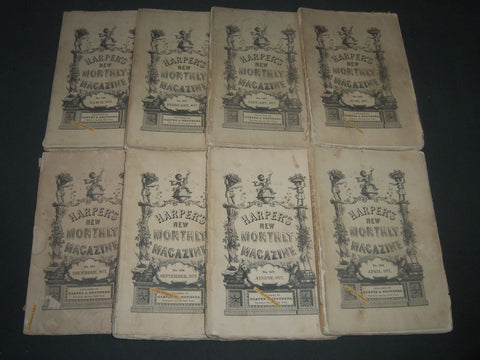 1877 HARPER'S MONTHLY MAGAZINE LOT OF 8 ISSUES - NICE ILLUSTRATIONS- WR 503