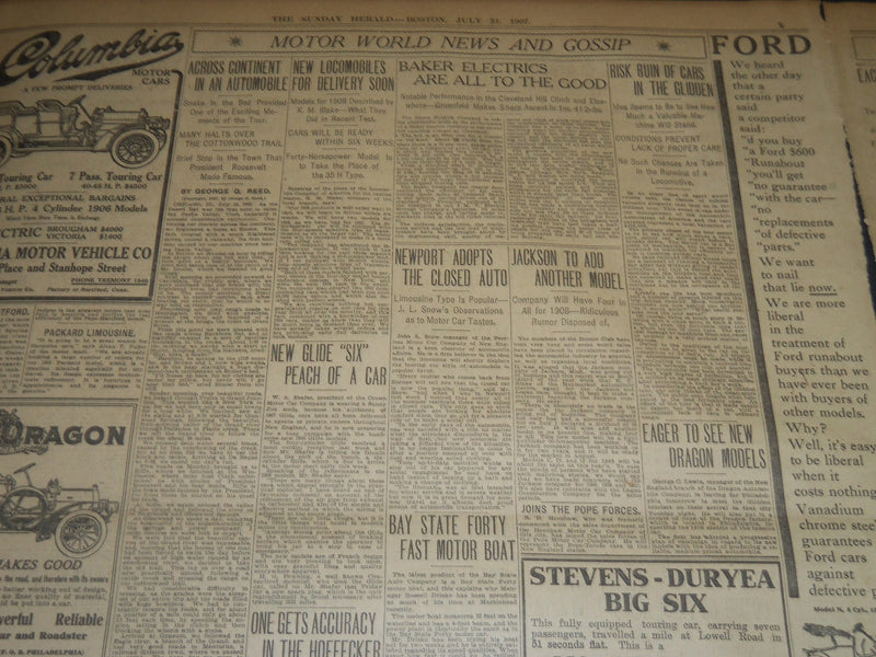 1907 JULY 21 THE BOSTON HERALD TWISTS & ROOSEVELT SHELVE TARIFF REVISION- BH 255