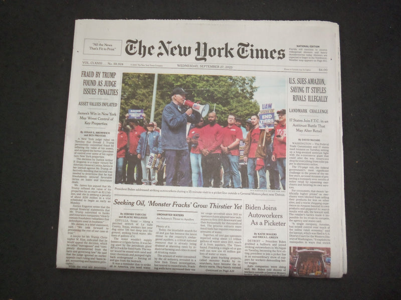 2023 SEPTEMBER 27 NEW YORK TIMES- FRAUD BY TRUMP FOUND AS JUDGE ISSUES PENALTIES
