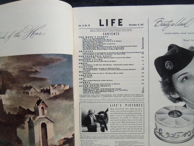 1942 NOVEMBER 16 LIFE MAGAZINE - VESTS IN FASHION - L 313