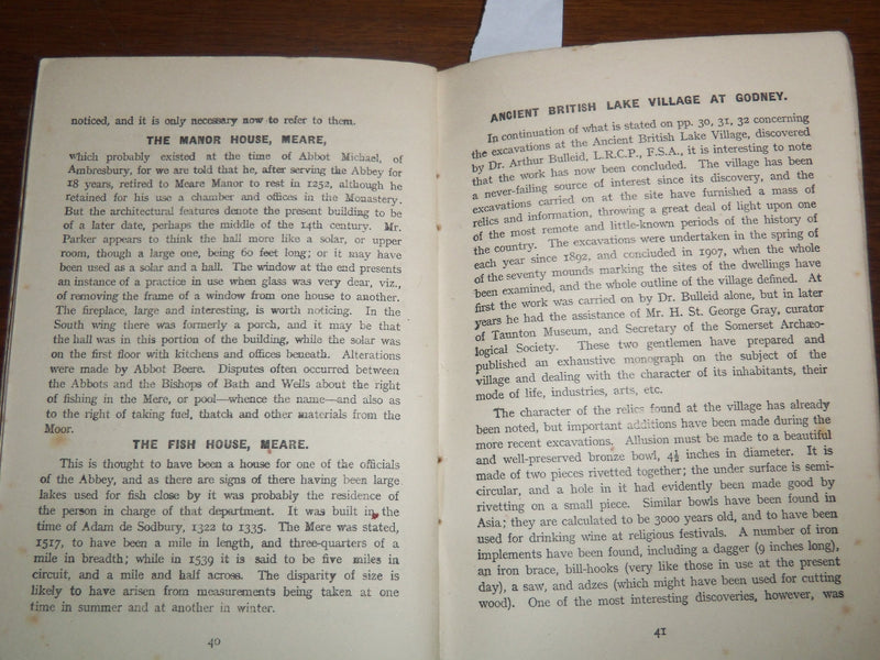 1900'S CENTRAL SOMERSET GAZETTE GUIDE TO GLASTONBURY - ABBEY EXCAVATIONS- K 1229