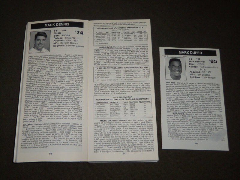 1993-2006 MIAMI DOLPHINS FOOTBALL MEDIA GUIDES LOT OF 5 - KD 4787