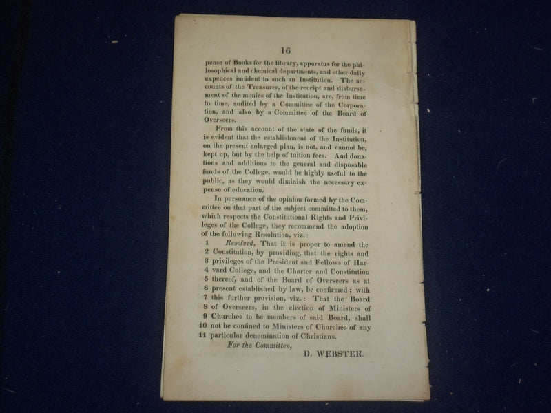 1821 HARVARD COLLEGE CONSTITUTIONAL RIGHTS AND PRIVILEGES REPORT - J 4721