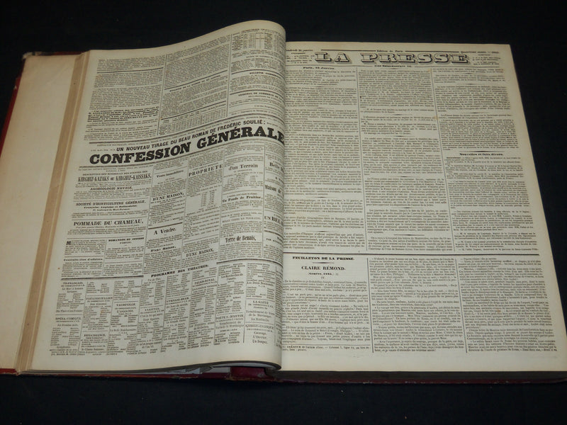 1840 JANUARY-JUNE LA PRESSE FRENCH NEWSPAPER BOUND VOLUME - SCIENCE - KD 1279G