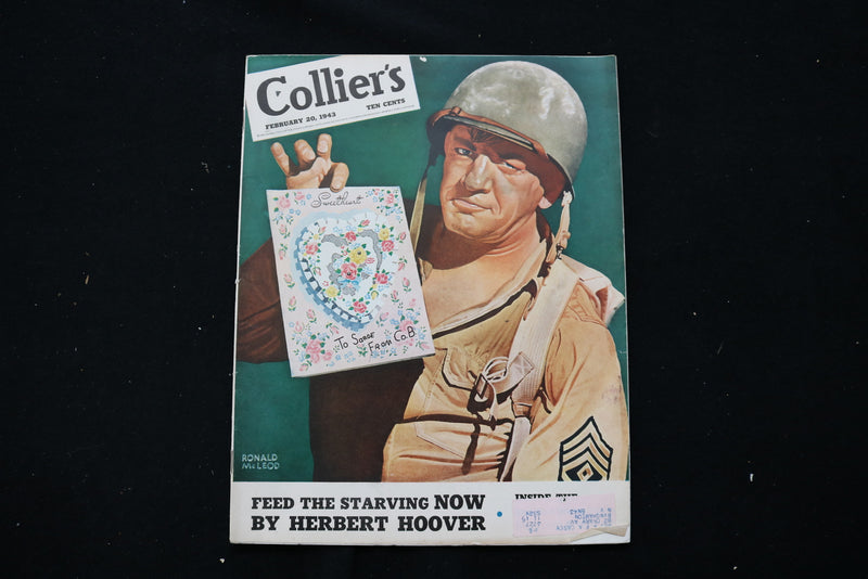 1943 FEB 20 COLLIER'S MAGAZINE - A SEARGANT AND VALENTINE'S CARD COVER - E 11047