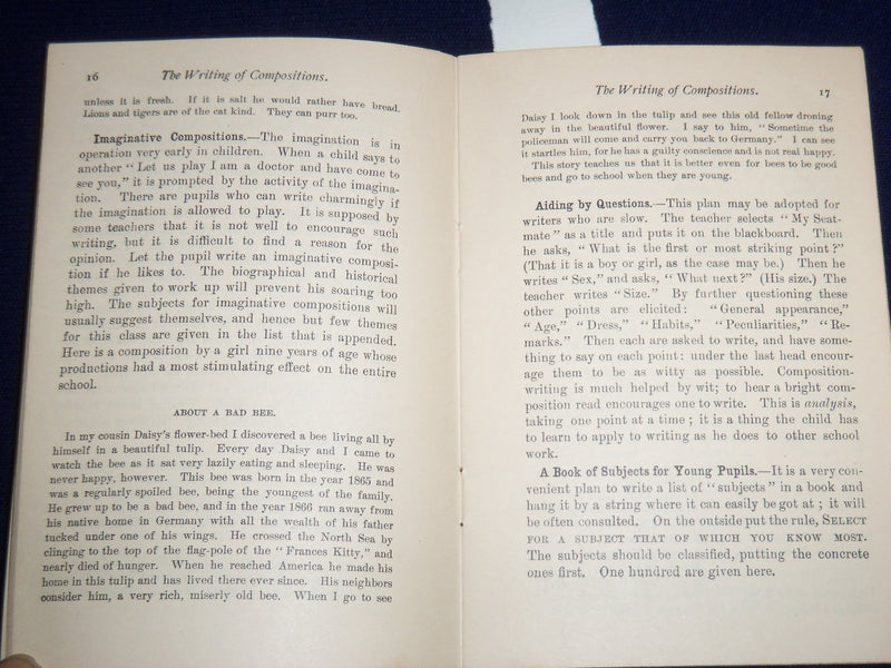 1892 TEACHERS MANUALS WRITING OF COMPOSITIONS BOOK BY AMOS M. KELLOGG - K 516