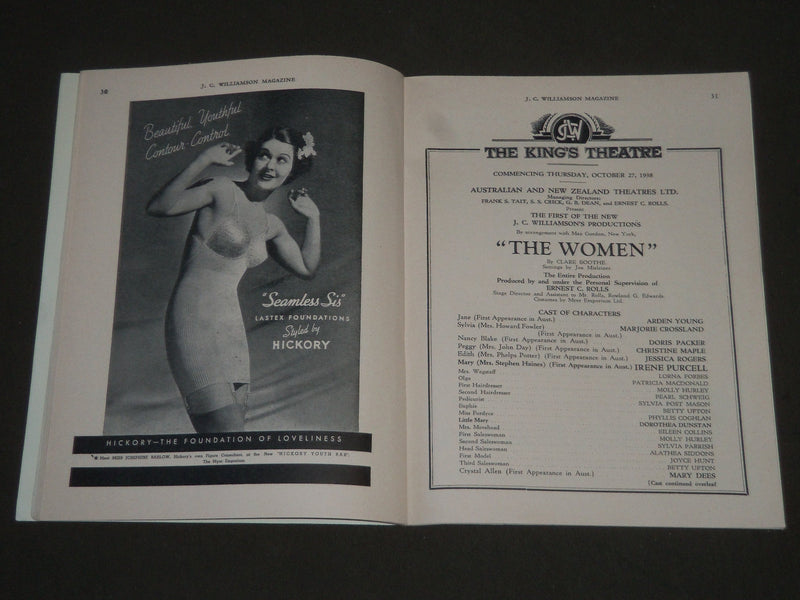 1938 THE WOMEN PROGRAM - AUSTRALIA - PRESENTED AT THE KING'S THEATRE - ST 5235