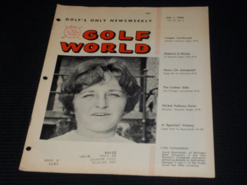 1966 JULY 1 GOLF WORLD MAGAZINE - JOYCE KAZMIERSKI FRONT COVER - E 7283