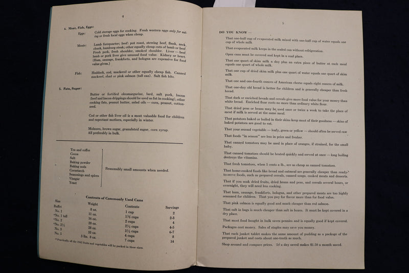 1942 MASS. DEPT OF HEALTH SERVING MEALS AT LOW COST SOFTCOVER BOOK - K 1355