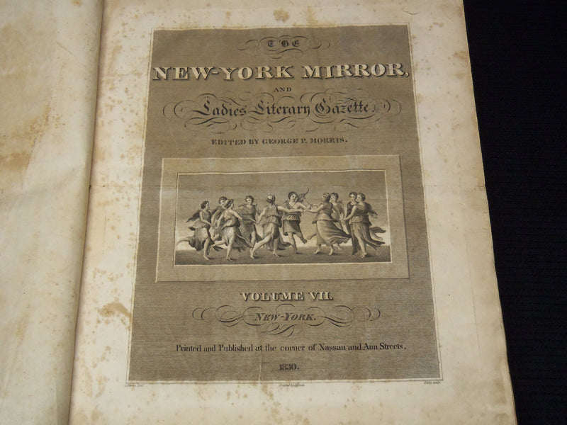 1829-1830 NEW YORK MIRROR AND LADIES GAZETTE BOUND VOLUME - R 89G
