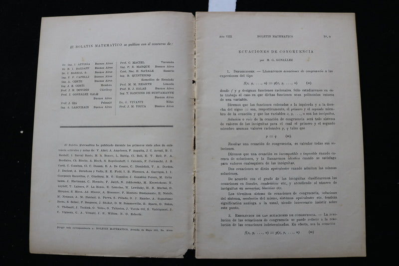 1935 BOLETIN MATEMATICO SOFTCOVER BOOKS -LOT OF 2- BUENOS AIRES-SPANISH - K 2238