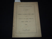 1889 WELLESLEY TOWN CLERK'S RECORD OF THE ANNUAL MEETING -MASSACHUSETTS - K 3102
