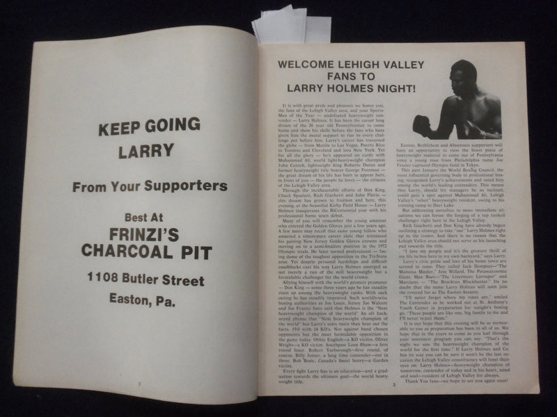 1976 JANUARY 29 LEGIGH VALLEY HONORS SPORTSMAN LARRY HOLMES PROGRAM - K 160