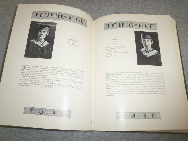1930 THE TRINILOGUE TRINITY COLLEGE YEARBOOK - WASHINGTON, D.C. - YB 2501