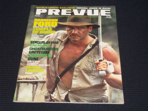 1984 AUGUST PREVUE MAGAZINE - HARRISON FORD FRONT COVER - E 15402