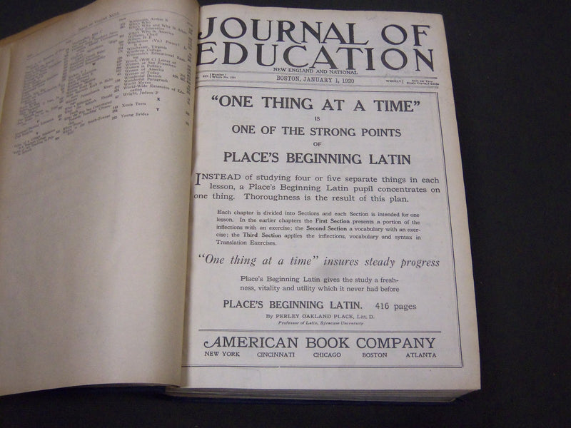 1920 JANUARY-DECEMBER JOURNAL OF EDUCATION BOUND VOLUME - COMPLETE YEAR - R 930