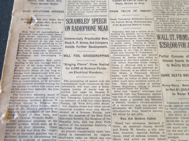 1930 NOVEMBER 20 NEW YORK TIMES - SCRAMBLED SPEECH ON RADIOPHONE NEAR - NT 6327