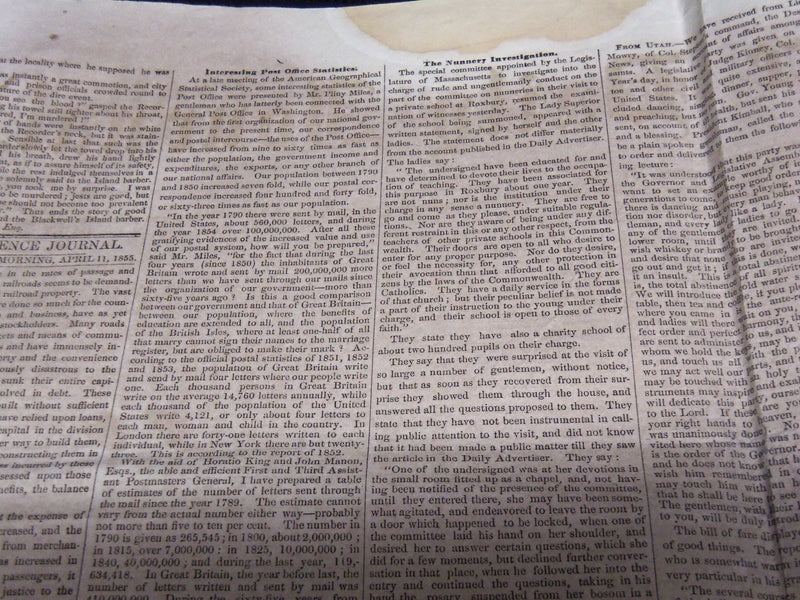 1855 APRIL 11 THE PROVIDENCE DAILY JOURNAL NEWSPAPER - THE ELECTION - NP 3877D
