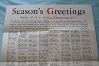 1942 SEASON'S GREETINGS FROM PLYMOUTH - FOLD-OUT - K 3438