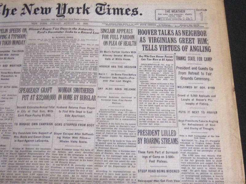1929 AUG 18 NEW YORK TIMES - SINCLAIR APPEALS FOR FULL PARDON ON PLEA - NT 6873