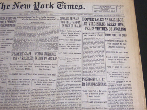 1929 AUG 18 NEW YORK TIMES - SINCLAIR APPEALS FOR FULL PARDON ON PLEA - NT 6873