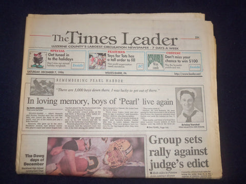 1996 DEC 7 WILKES-BARRE TIMES LEADER - PEARL HARBOR, IN LOVING MEMORY - NP 8173