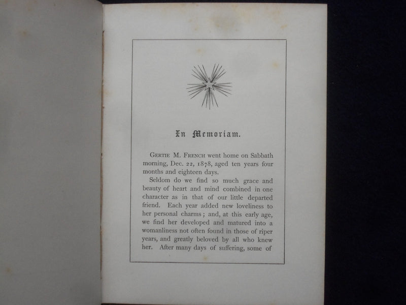 1878 GERTIE FRENCH MEMORIAL WREATH HARDCOVER BOOK - K 210