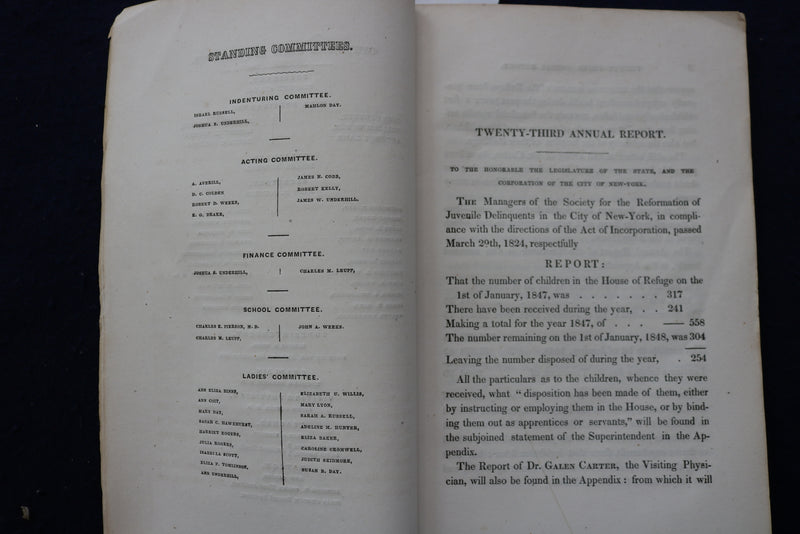 1848 REFORMATION OF JUVENILE DELINQUENTS REPORT SOFTCOVER BOOK - K 838