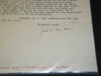 1932 JOHN MCHALE TYPED SIGNED LETTER ON JOHN RUDIN & CO. STATIONARY - J 5355